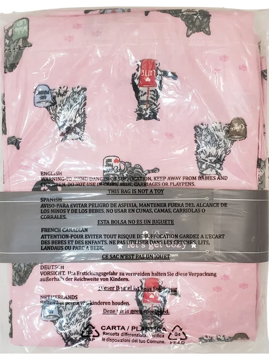 PJ Salvage Pajama Set Women Medium Flannel Cats Coffee Sorbet NWT😺☕ - Picture 2 of 2